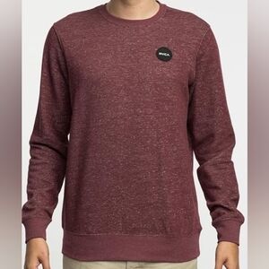 RVCA. Motors Speckle Crewneck Sweatshirt in Maroon. Size Large.